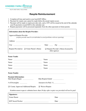 Respite Reimbursement Form