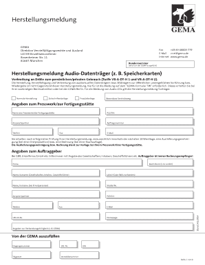 Herstellungsmeldung Audio-Datenträger