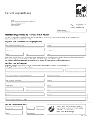 Herstellungsmeldung Hörbuch mit Musik