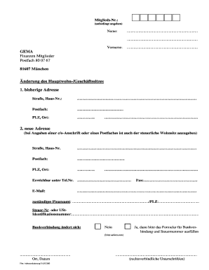 GEMA Adressänderung