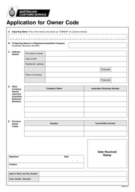 Application for Owner Code