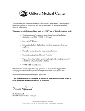 Gifford Affordable Care Program Application