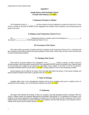 Presbyterian Church Bylaws Template