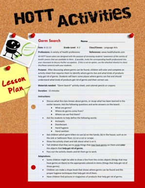 Germ Search Activity Sheet