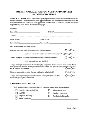 Application for Nonstandard Test Accommodations