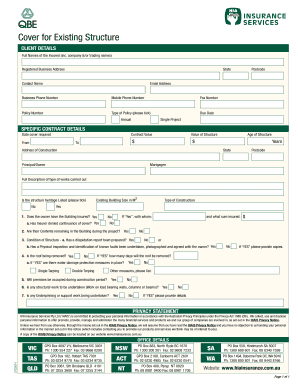 Construction Insurance Cover Application