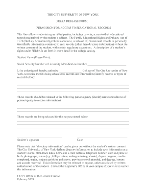 CUNY FERPA Release Form