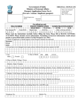 Indian Passport Application Form