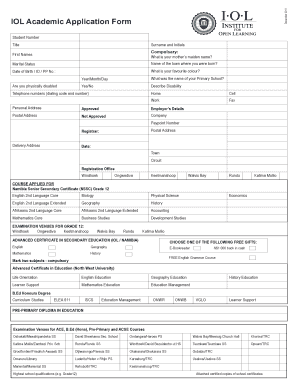 Namibia Academic Application Form