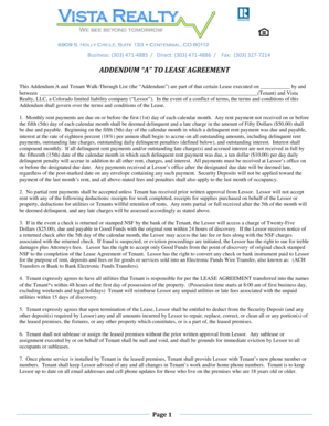 Addendum A to Lease Agreement