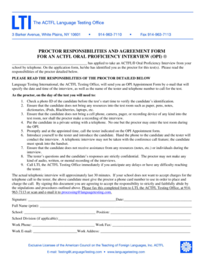 Proctor Responsibilities and Agreement Form