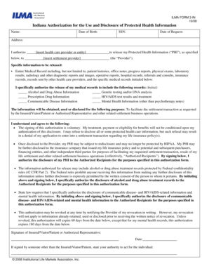 Indiana Authorization for PHI Disclosure