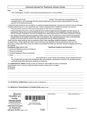 Informed Consent for Treatment: Infusion Center