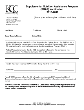 SNAP Verification Form