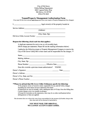 Tenant Property Management Authorization Form