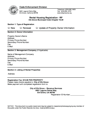 Registration Form - City of Elk Grove