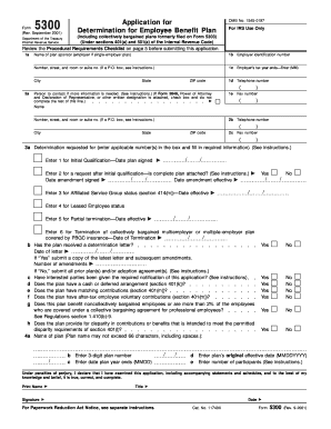 IRS Form 5300 Employee Benefit Plan Determination