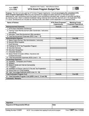 IRS VITA Grant Program Budget Plan
