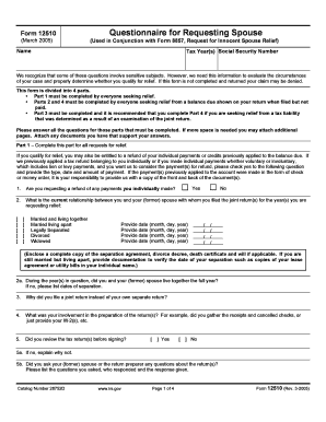 IRS Form 12510 Questionnaire for Requesting Spouse