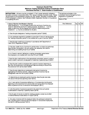 IRS Form 5623 Minimum Vesting Standards Worksheet