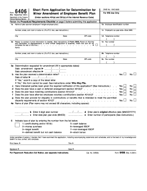 IRS Form 6406 Short Form Application for Determination