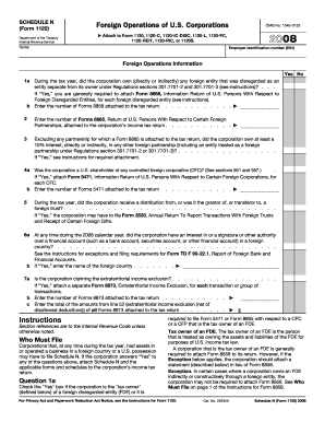 Schedule N Form 1120 Foreign Operations