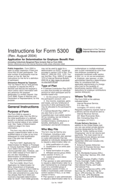 Form 5300 Application for Employee Benefit Plan Determination