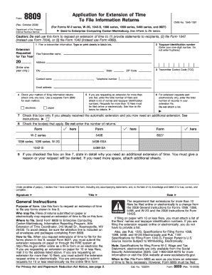 IRS Form 8809 Application for Extension of Time