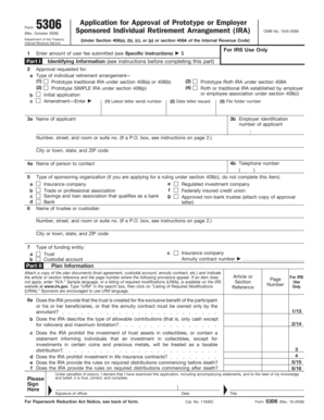 Form 5306 Prototype IRA Approval Application