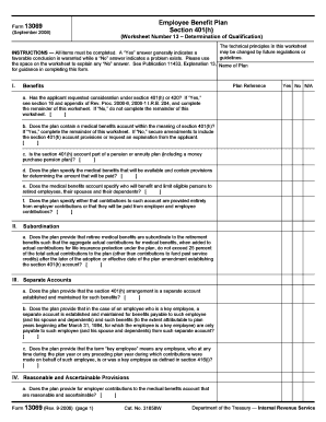 Employee Benefit Plan Form 13069