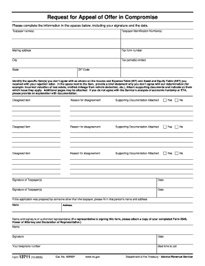 IRS Form 13711 Request for Appeal of Offer in Compromise