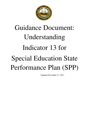 Guidance Document Understanding Indicator 13 for Special bb - iod unh