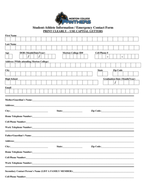 Student-Athlete Information Emergency Contact Form