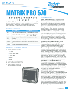 Matrix Pro 570 Extended Warranty Form