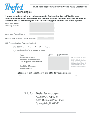 TeeJet Technologies GPS Receiver WAAS Update Form
