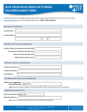 Blue Cross Blue Shield of Florida ERA Enrollment Form