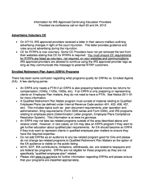 IRS Continuing Education Provider Guidelines
