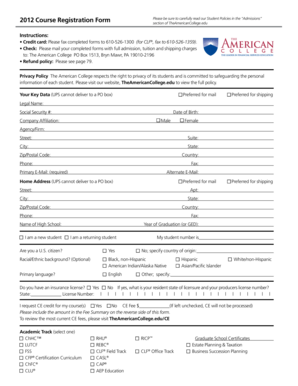2012 Course Registration Form