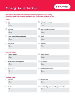 Moving Home Checklist