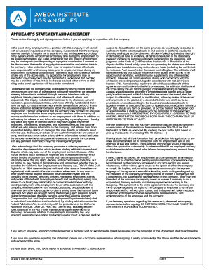 Applicant Statement and Agreement