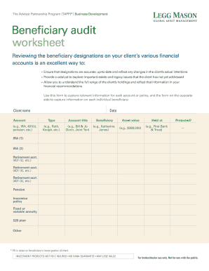 Beneficiary Audit Worksheet