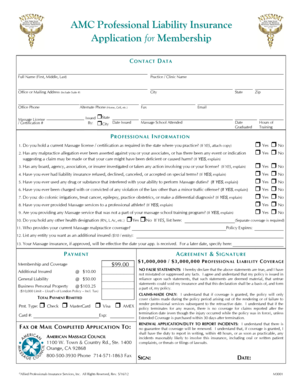 AMC Professional Liability Insurance Application