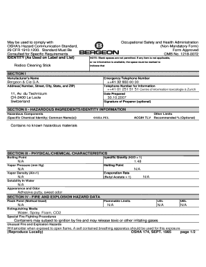 OSHA Hazard Communication Form