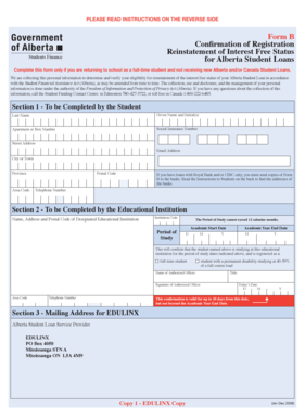 Form B Confirmation of Registration