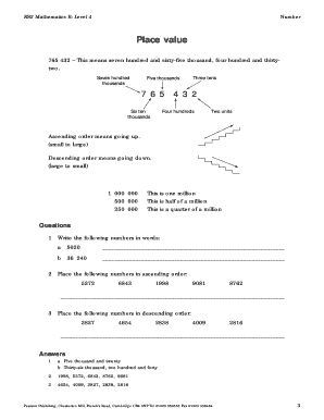 KS2 Mathematics Level 4 Number Place Value Worksheet