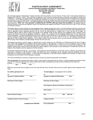 American Federation of Musicians Participation Agreement