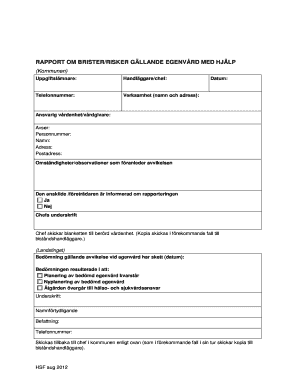 Swedish Self-Care Risk Report Form
