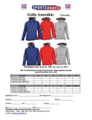 Sportswear Order Form