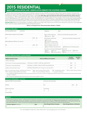 2015 Residential Quality Installation and Verification Rebate Application