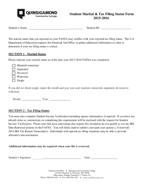 Student Marital and Tax Filing Status Form